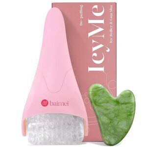 BAIMEI IcyMe Ice Roller & Gua Sha Set Reduces Puffiness & Migraines -PINK